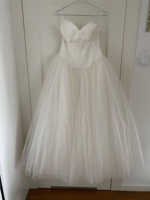 Suknia ślubna sukienka z welonem tiulowa roz M/S