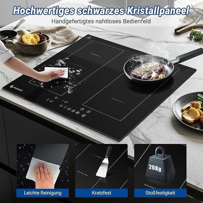 Płyta indukcyjna AMZCHEF FS-I72S-FFDD06 z dwie strefy flex 60cm (406b)