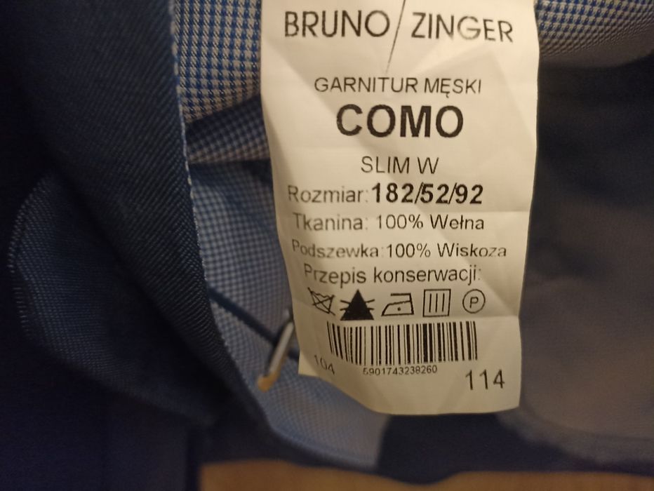 Garnitur Bruno Zinger 182/52/92 Jak Nowy Granat