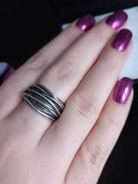Artystyczna srebrna masywna obrączka pierścionek ze Szwecjj