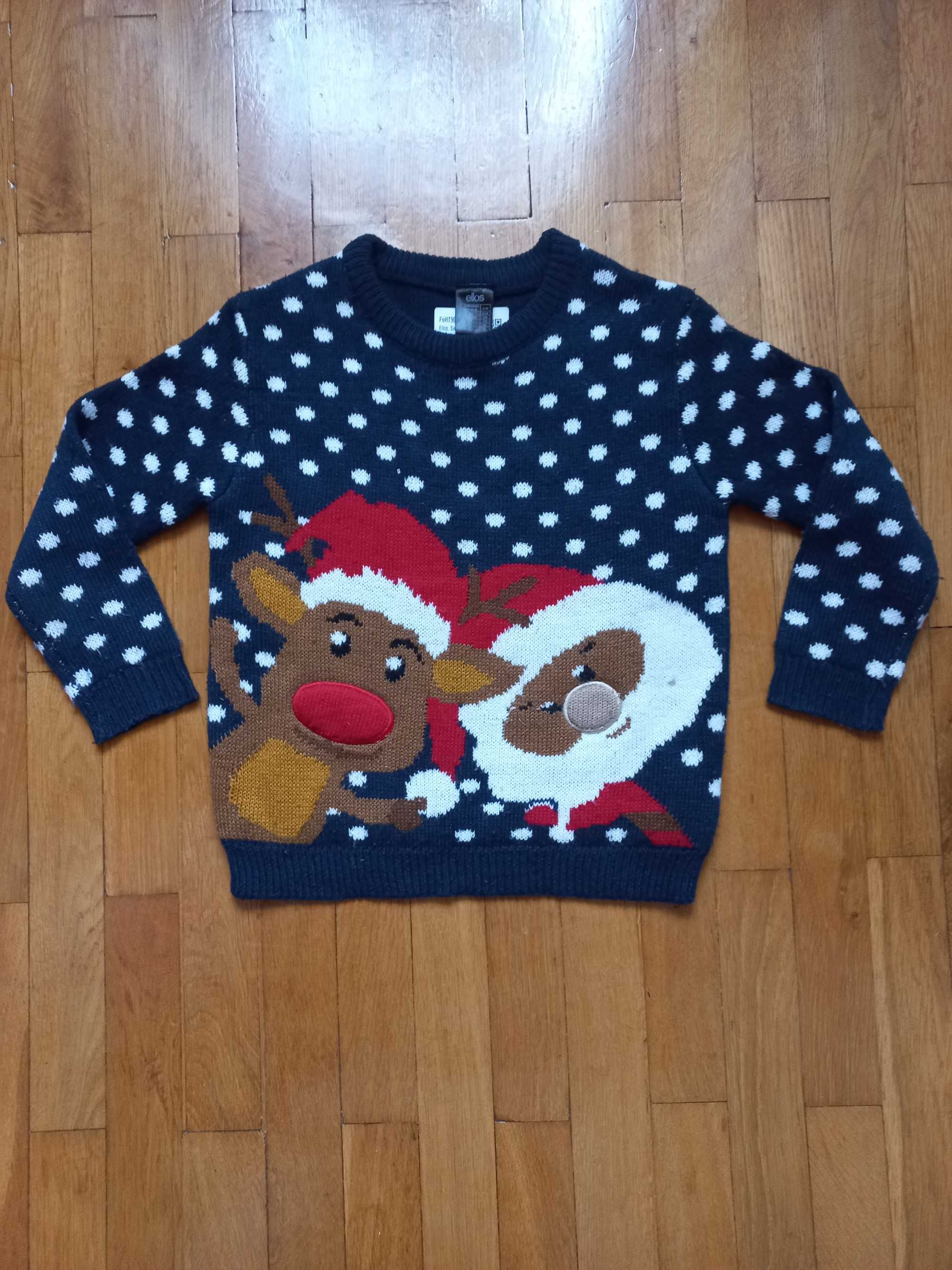 Granatowy sweterek z Mikołajem I Reniferem