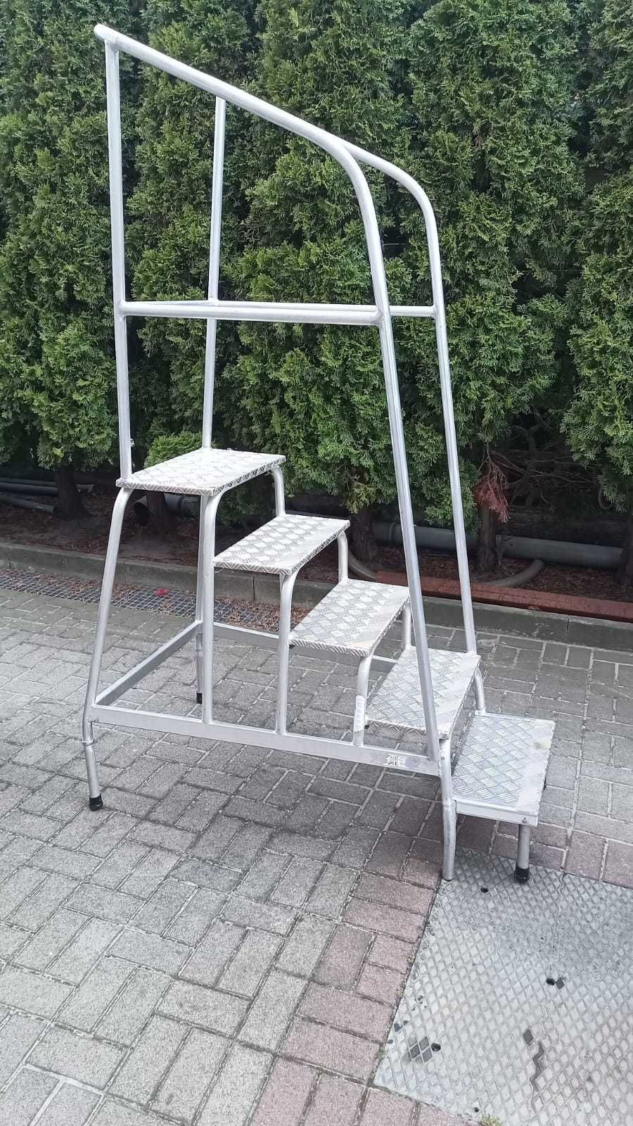 Schody aluminium z poręczami Krause 102cm blacha ryflowana