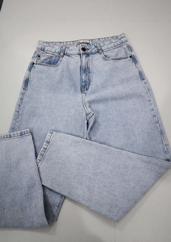 Spodnie Mom Jeans ZARA 40 Jasny Jeans Wysoki Stan