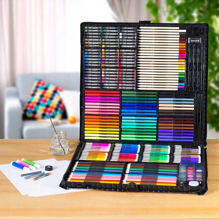 Duży Zestaw Do Malowania Rysowania Artystyczny Dla Dzieci Walizka Pro