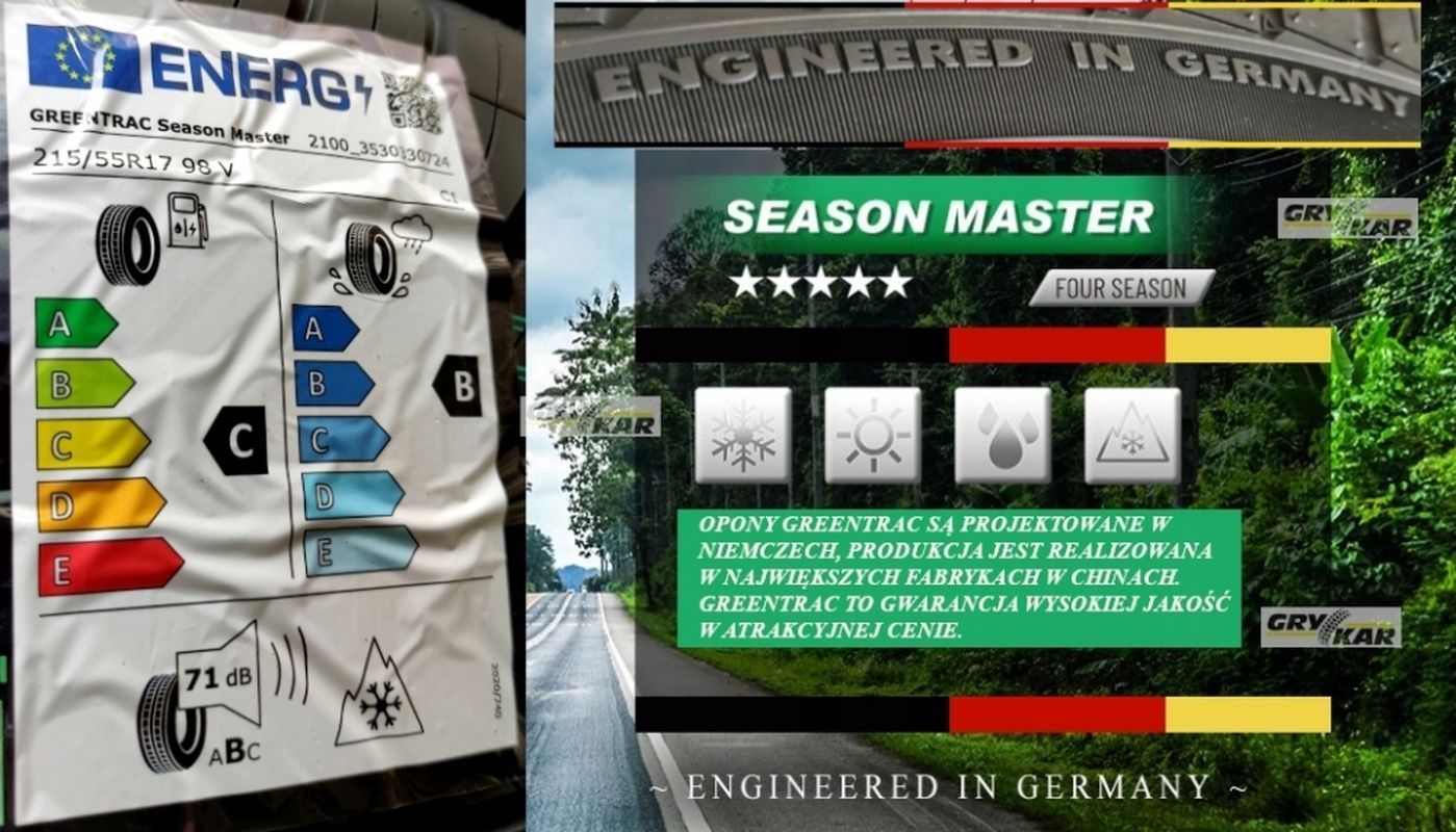 Opony 215/55r17 Greentrac Season Master C/B/71dB 2025r 3 lata gwar.