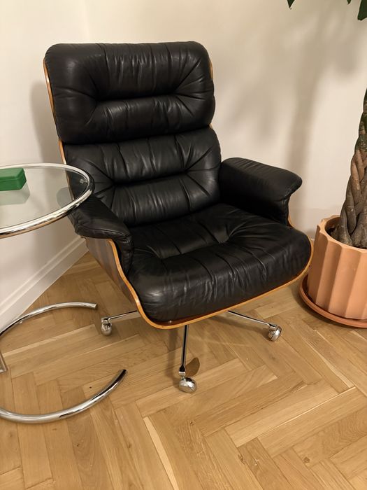 Fotel skórzany Martin Stoll, vintage , mid century