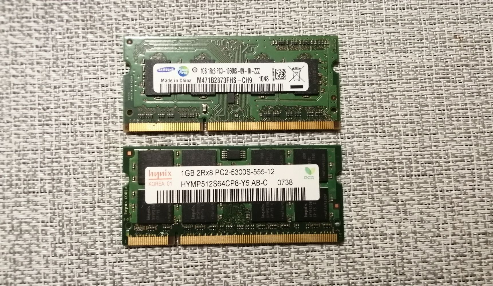 Pamięć Ram hynix 1GB 2Rx8 lub Samsung 1GB 1Rx8 PC3 10600S-09-10-ZZZ