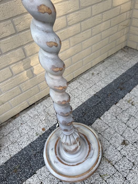 Stara drewniana PRL lampa w stylu Boho Vintage ratan rattan