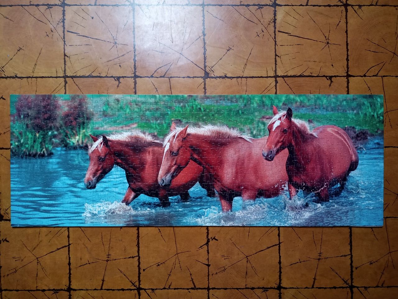 Obraz z puzzli - konie w wodzie