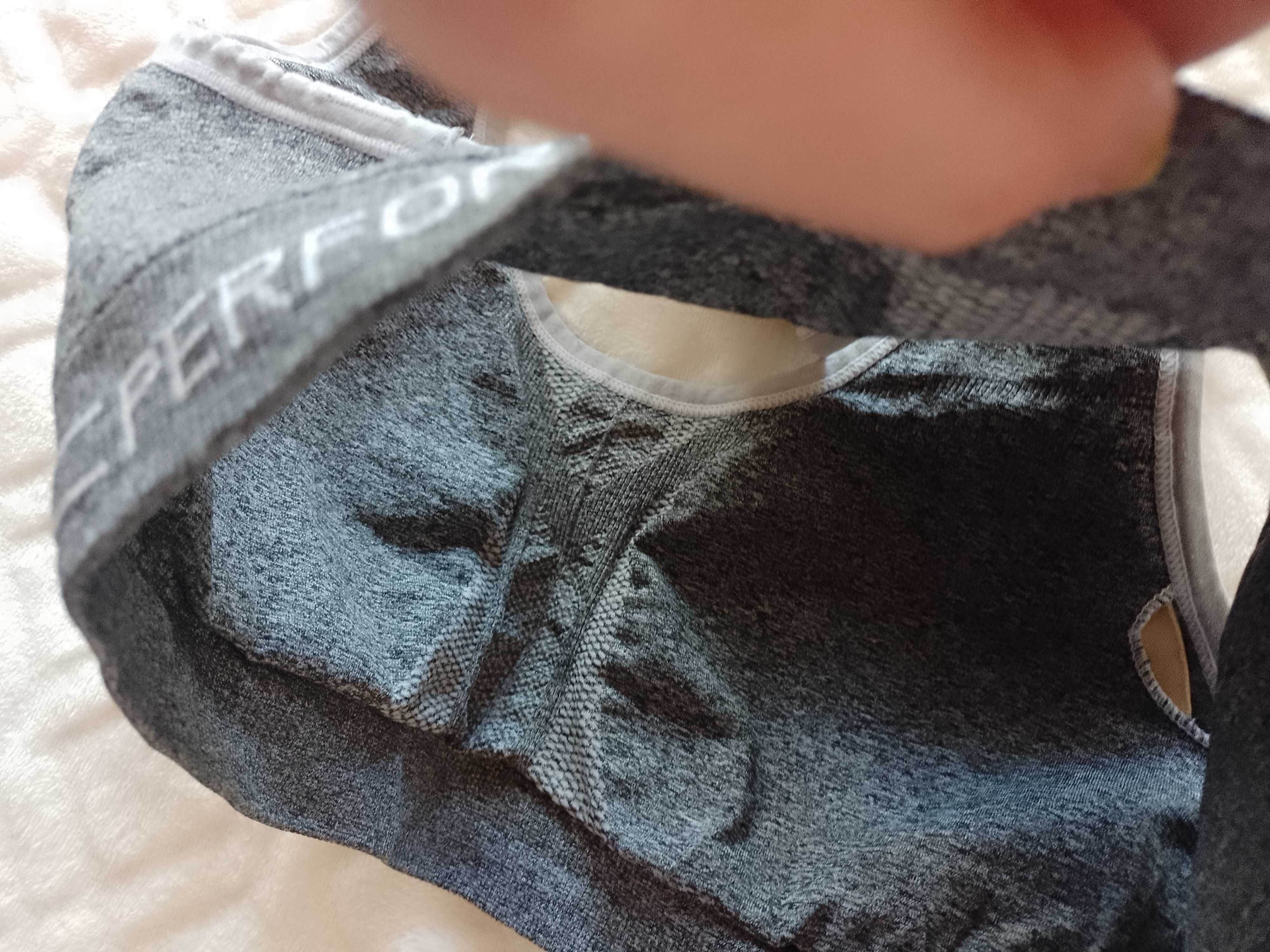 (S/M) Calvin Klein/ Szary Top fitness, biustonosz sportowy, bokserka