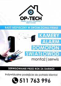 OP-TECH kamery, alarm, domofon, światłowód,monitoring, sterowania