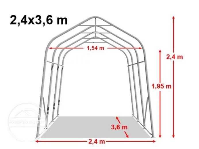 2,4x3,6m Schowek Ogrodowy, Namiot garażowy, PVC 800 N, szary Ziemia