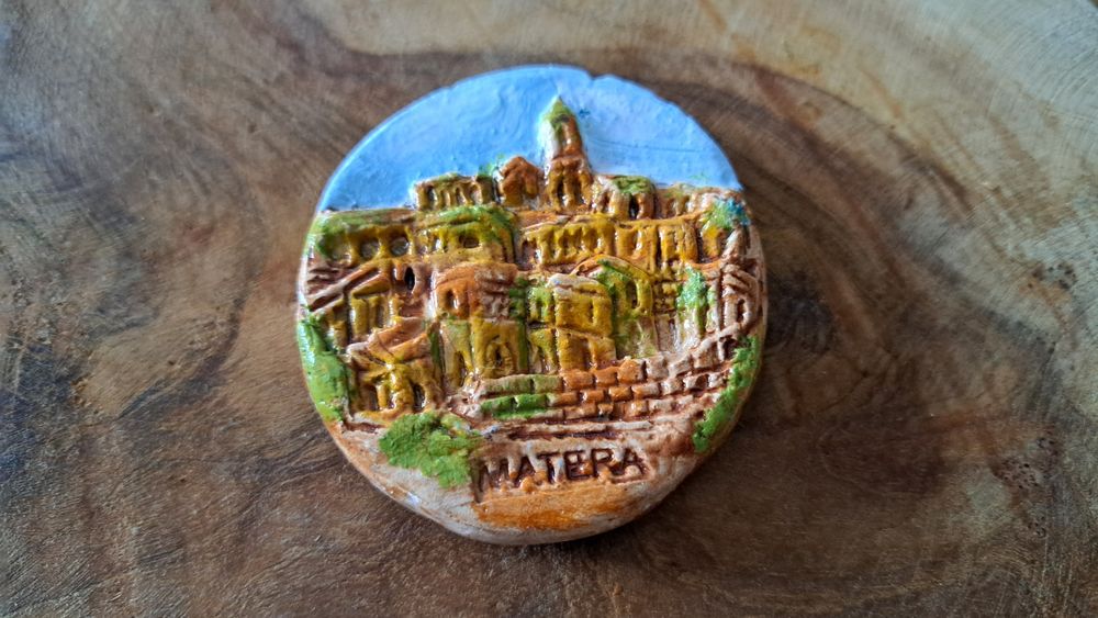 Magnes z wakacji Włochy Matera Apulia ręcznie malowany nowy