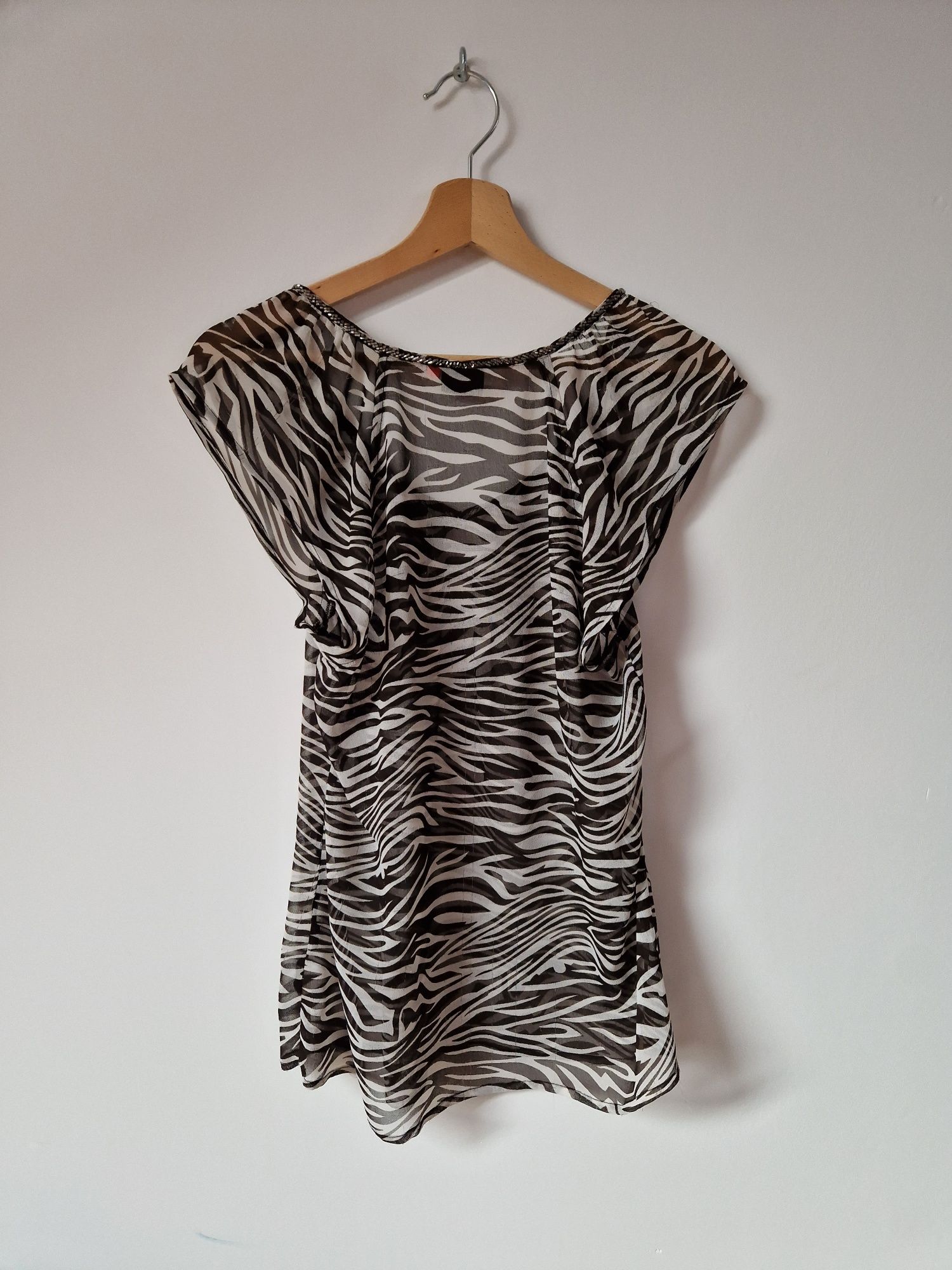 Czarna bluzka prześwitująca zebra ONLY 38