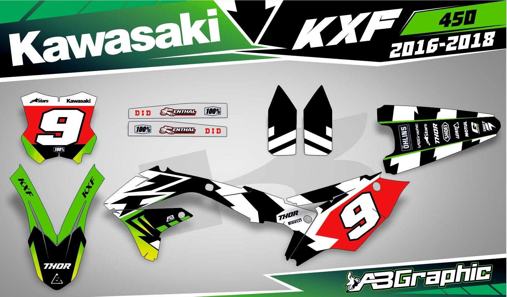 Наклейки Графика Kawasaki KXF KX450F KX250F KX KLX 65 85 125 250 450