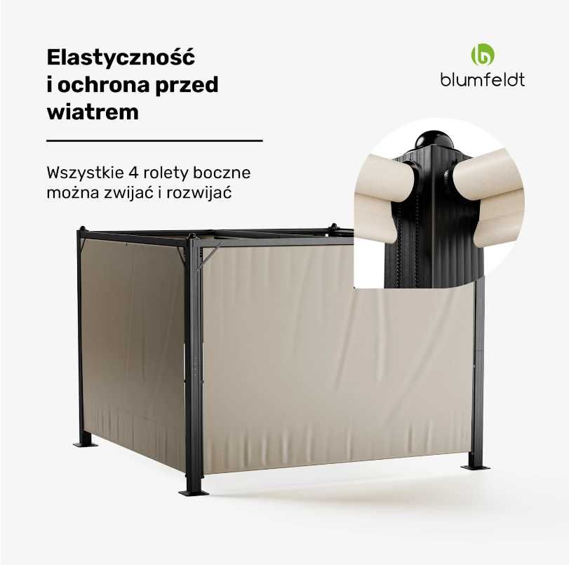 Altana ogrodowa Blumfeldt Pantheon Cortina 3x3m z roletami