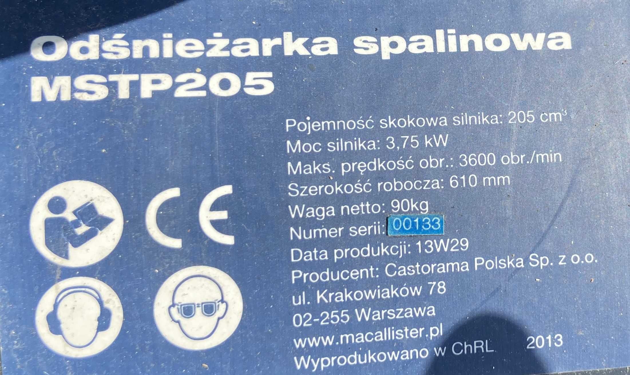Odśnieżarka spalinowa firmy MAC MSTP205CC + 2 Gratisy