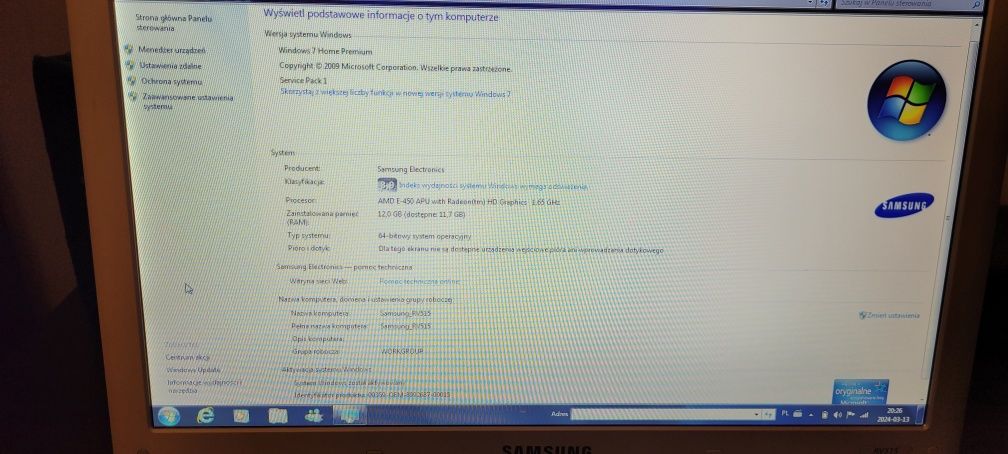 Laptop 15.6" Samsung RV515 Ram 12GB/320GB