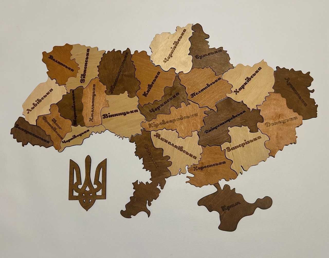 Карта пазл Україна із дерева. Мапа. Настінний декор. Карта на стіну