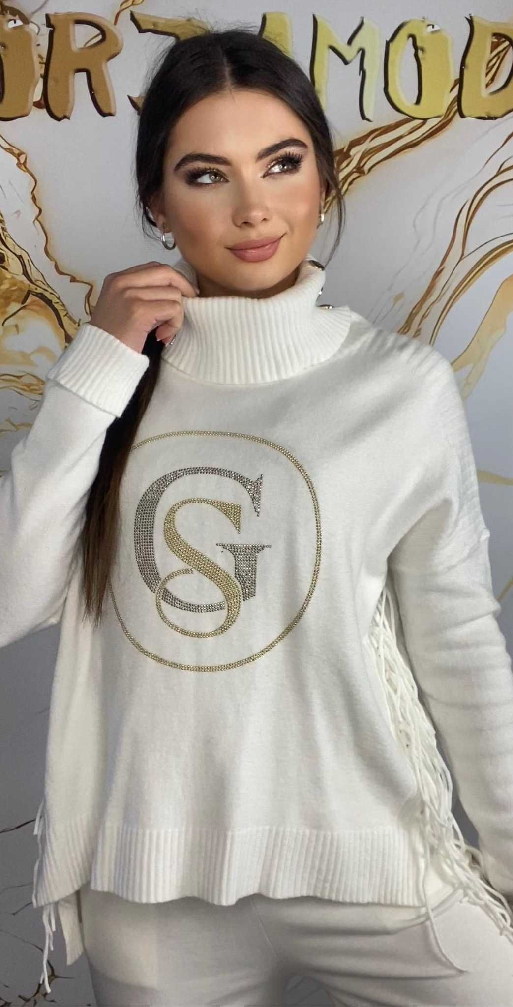 Ekskluzywny Włoski sweter-golf premium marki Gil Santucci biały