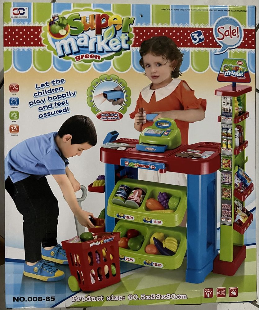 Supermercado crianca e cesto compras