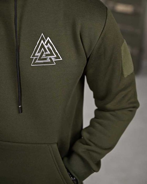 Тактичне худі Voron Валькнут олива — мілітарі стиль, без передоплати