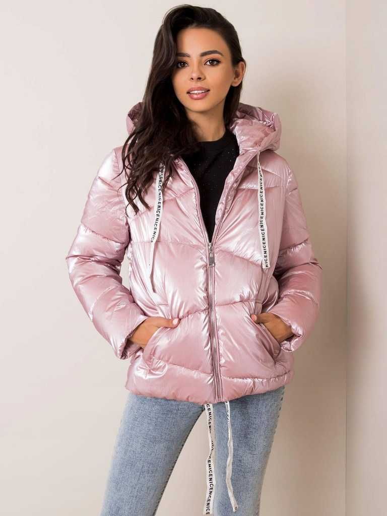 Euro Fashion rozm. M śliczna różowa nabłyszczana kurtka
