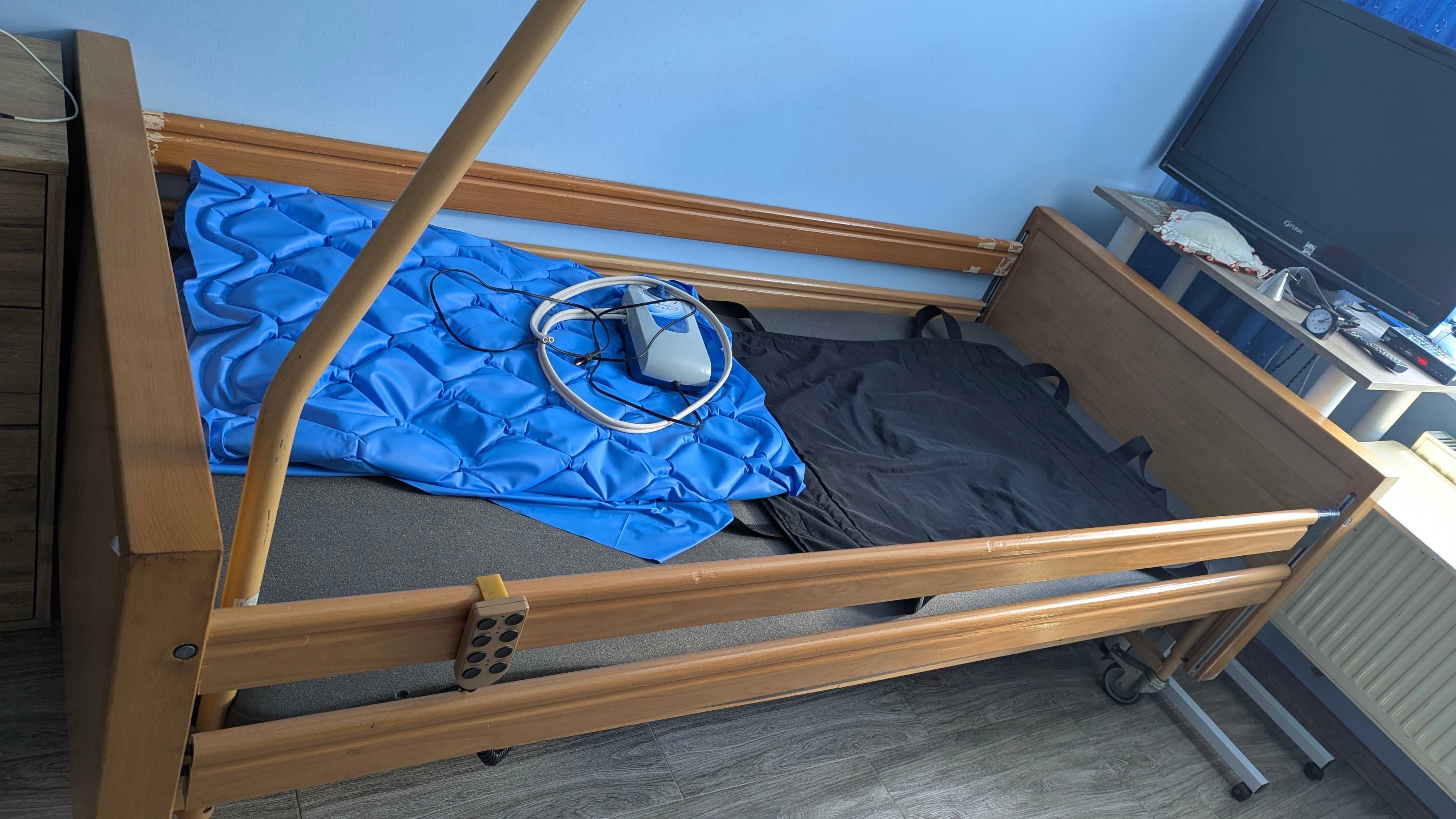 Elektryczne Łóżko Rehabilitacyjne + Materac Przeciwodleżynowy i Ślizg