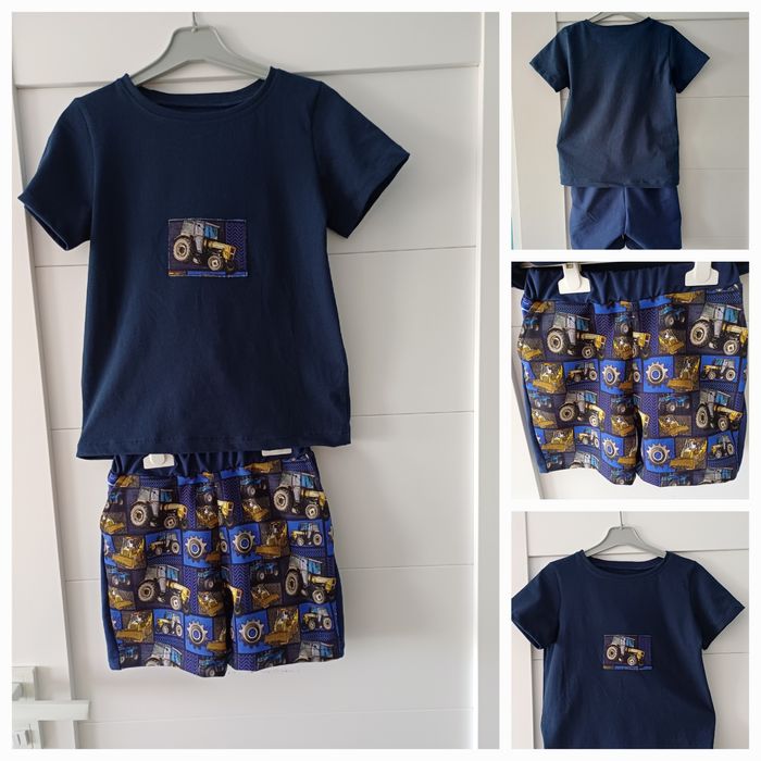 Nowy zestaw komplet "Traktorki" rozmiar 116 t shirt I krótkie spodenki