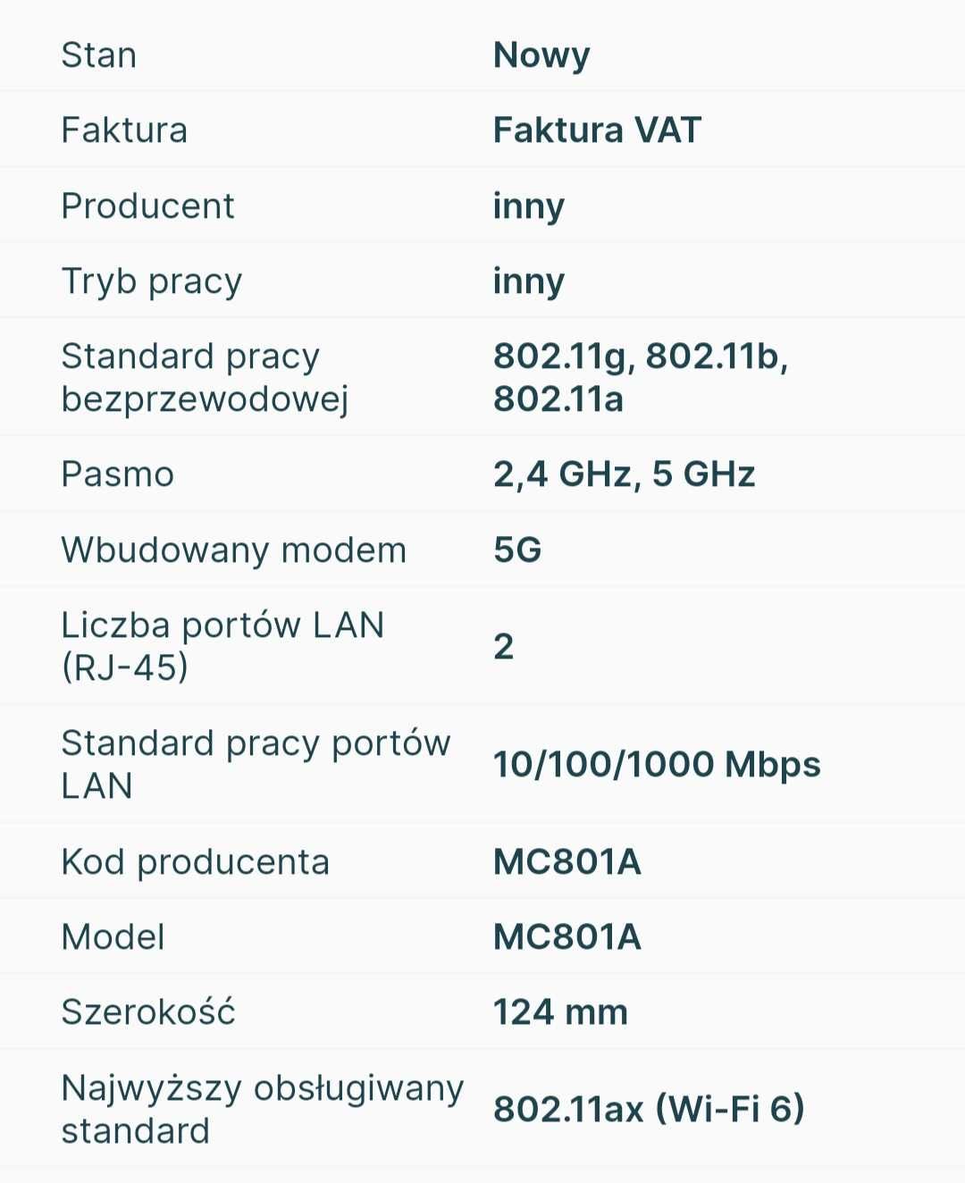 Router 5g zte Mc801a