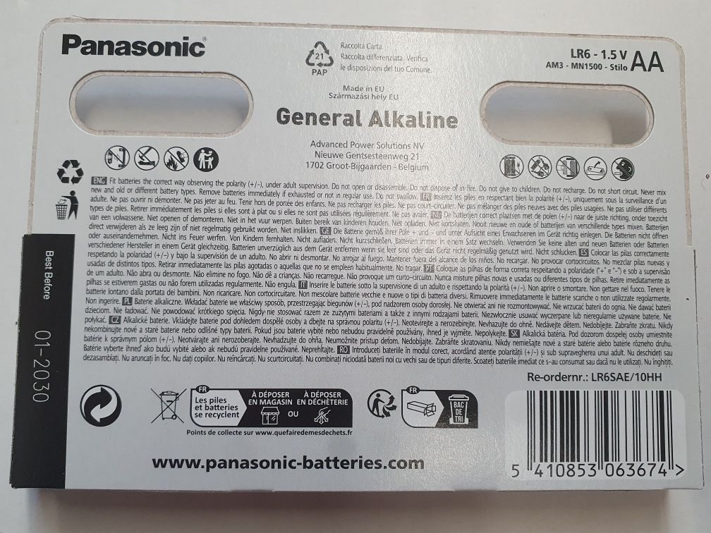 Bateria alkaliczna Panasonic AA (R6) 10 szt