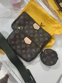Louis Vuitton LV multi pochette 3w1 khaki róż skora torebka
