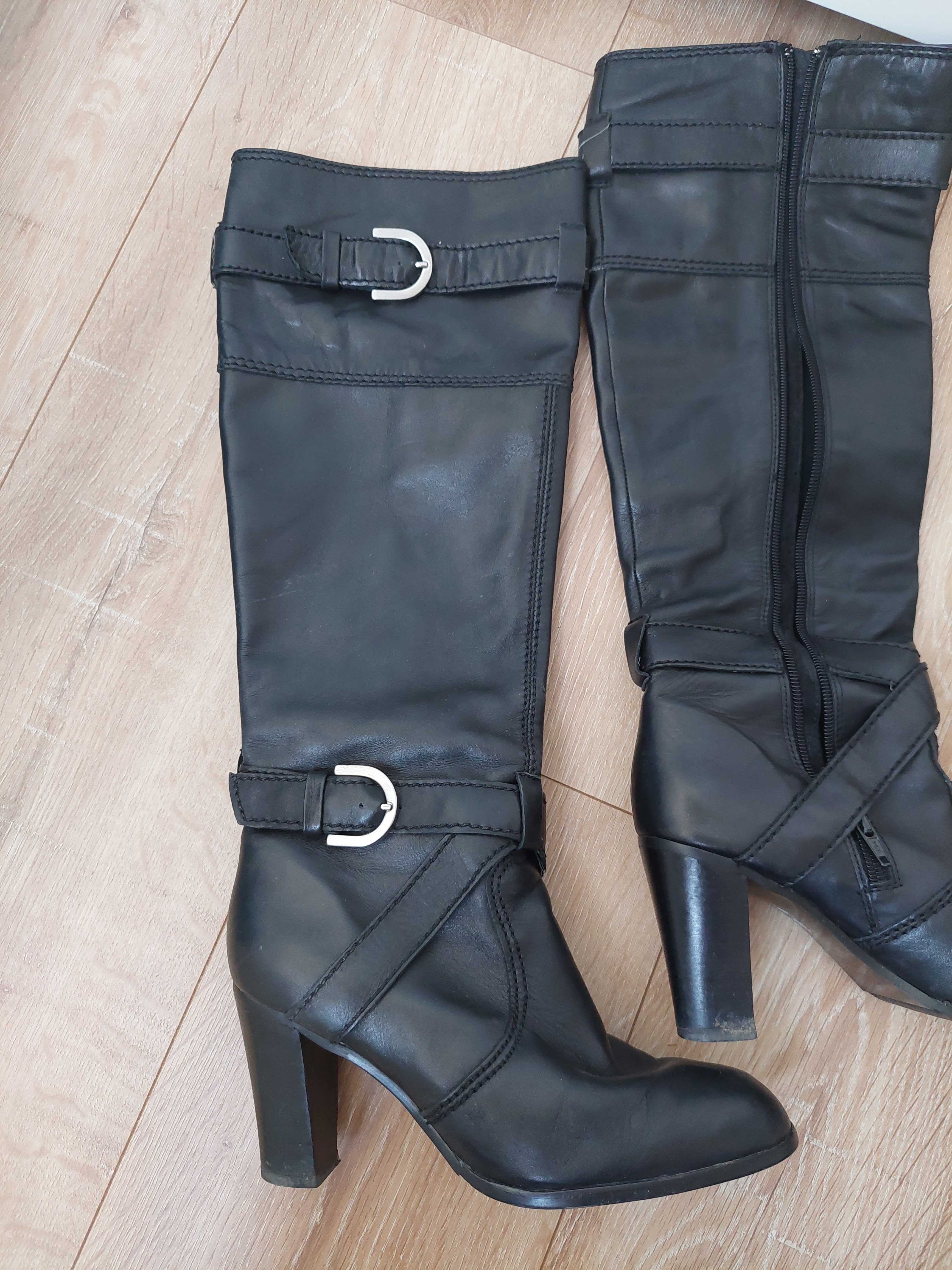 ZARA, kozaki skórzane r.37