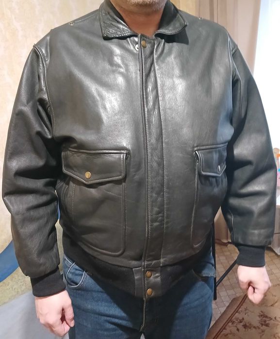 Чоловіча шкіряна куртка бомбер авіатор xxl / куртка кожаная мужская