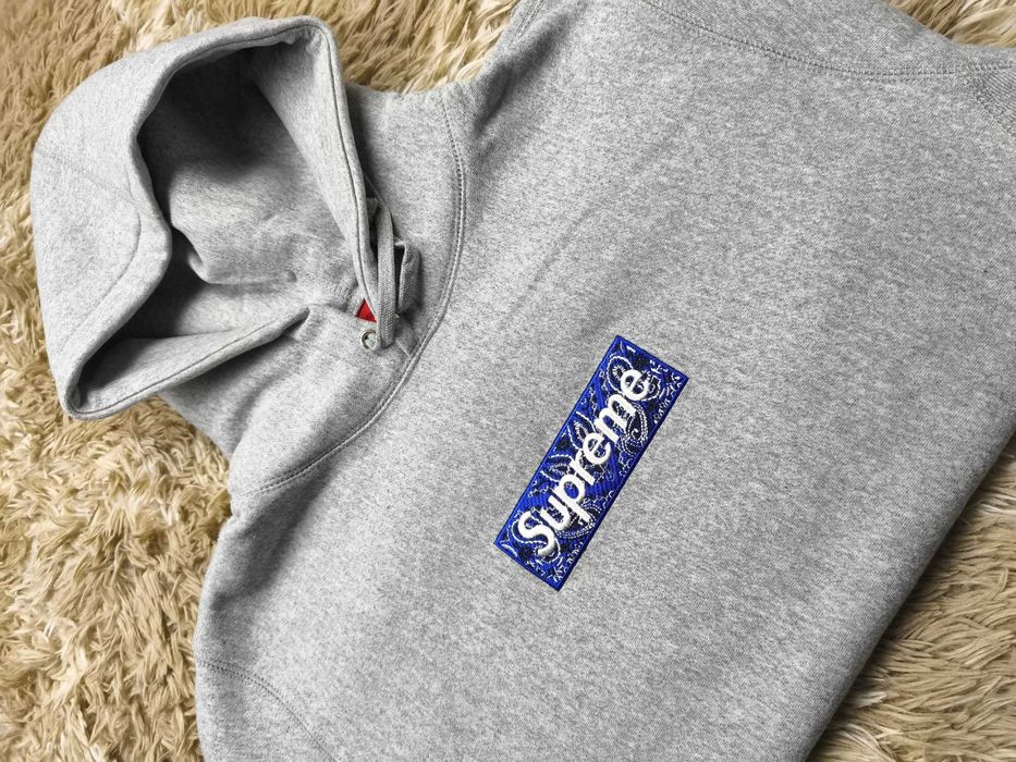 Supreme Sudadera Bandana Box Logo Cinza