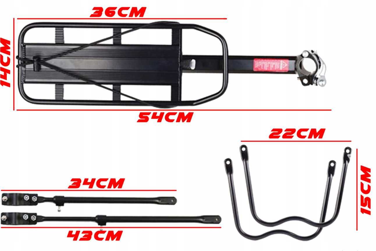Aluminiowy bagażnik rowerowy + torba sakwy – zestaw uniwersalny