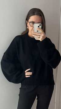PIU PerTe czarny wełniany sweter oversize alpaka Kaszmir wełna