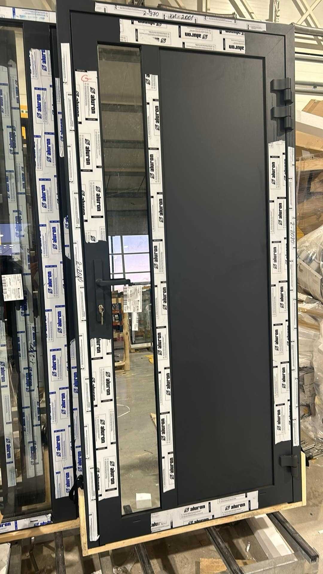 Drzwi aluminiowe 970x2080 lustro weneckie otwierane na zewnątrz ciepłe