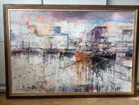 Dariusz Grajek - Cichy Port. Obraz na płótnie 120cm x 80cm.