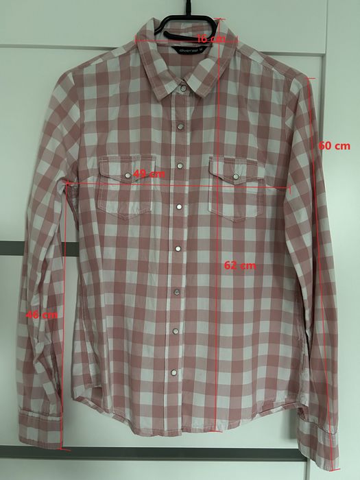 Różowo-biała koszula w kratę Diverse (M)