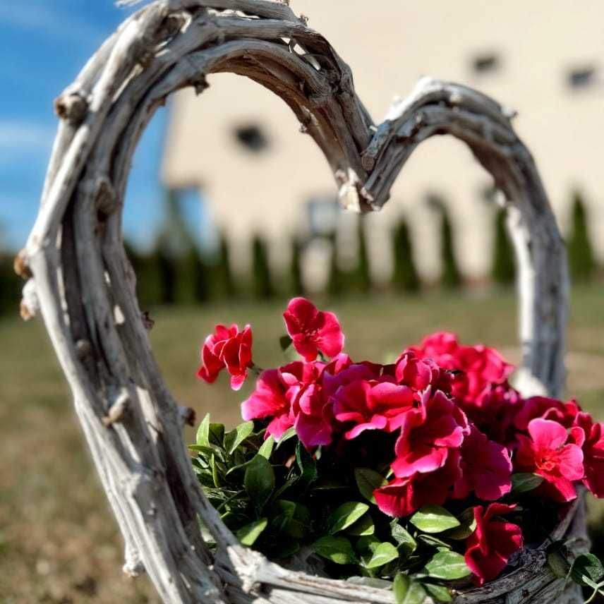 Osłonka serce wiklinowe białe serce serduszko 42cm wiosenna dekoracja