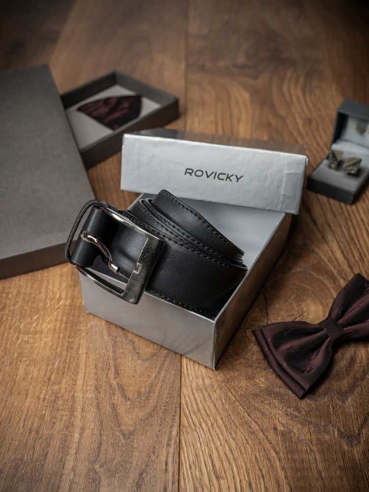 uniwersalny skórzany pasek męski z klasyczną klamrą - rovicky 110