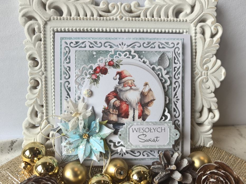 Kartka bożonarodzeniowa wykonana ręcznie w pudełku
