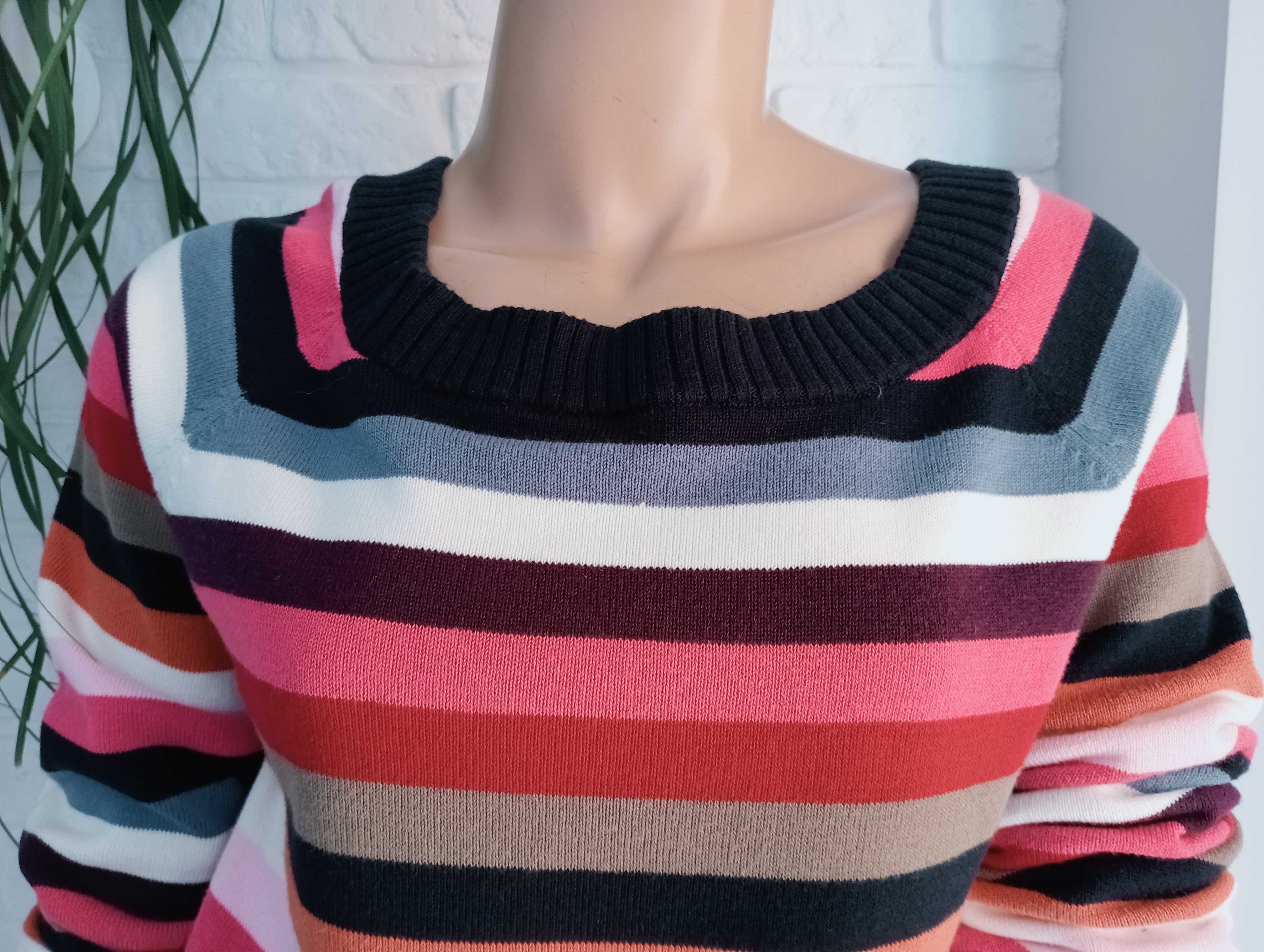 Bawełniany sweter damski w paski kolorowy 40-42/M-L Lindex