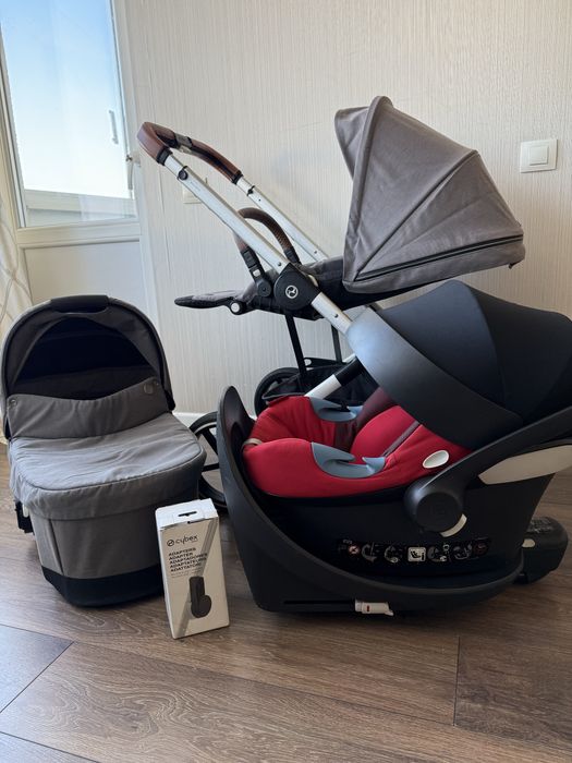 Дитячий візок коляска Cybex Balios s lux soho grey 3в1 база адаптери