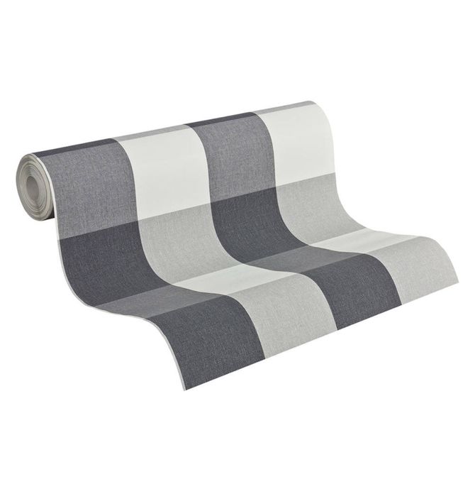 Tapeta w biało szarą KRATĘ kratkę AS 20 mb