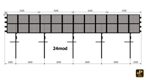 Konstrukcja pod panele fotowoltaiczne jednopodporowa PRW1V2x12+2m