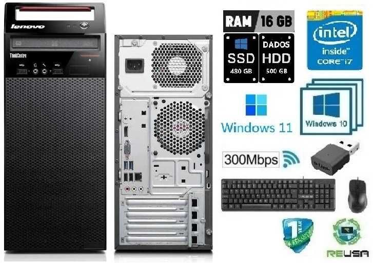 Pç-TORRE Lenovo E73-4ªGr.-I7 3.4Ghz|16G|SSD512G+HDD500G|Wifi|W10|W11Pt