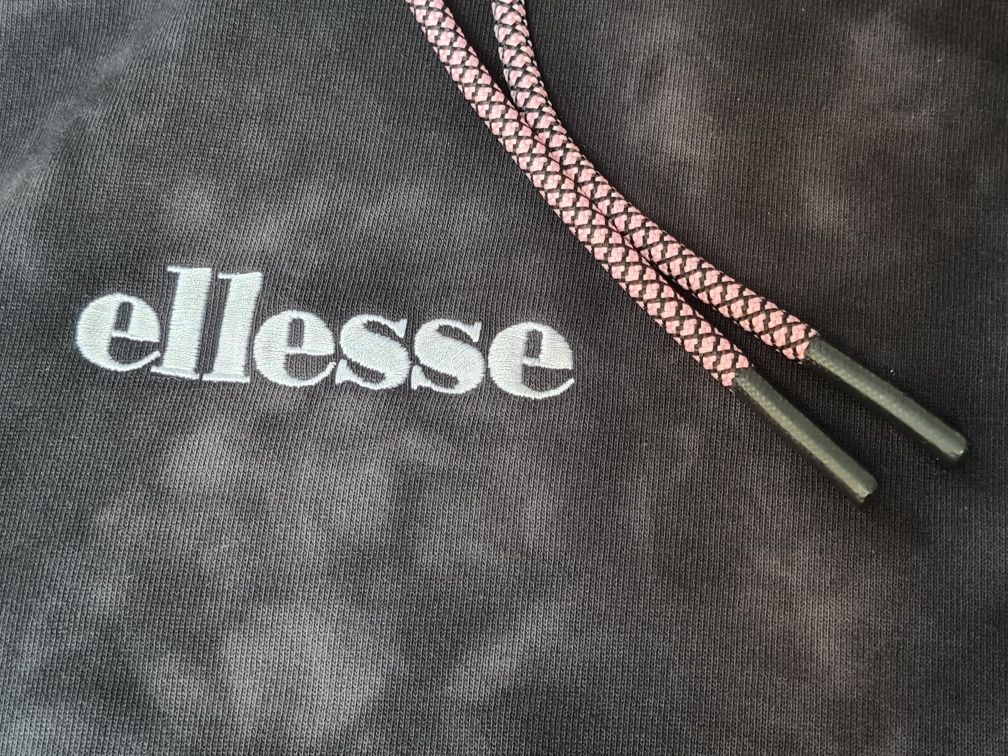 Bluza z kapturem Ellesse czarna szara S szerokie rękawy