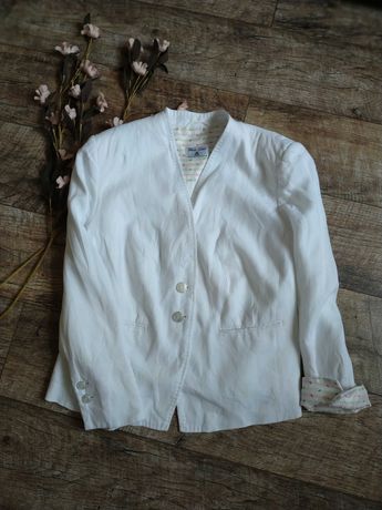 Базовый белый льняной блейзер жакет пиджак от white label из льна лён